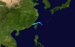 輕度颱風南修的路徑圖