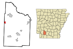 Location in Nevada County and the state of Arkansas