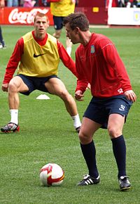 Steve Sidwell (left) and Nicky Shorey (right) during an open training session at Villa Park NickyShorey.JPG