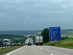 The original, two-lane autobahn, with no emergency lane (Germany)