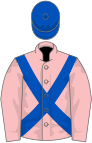 Pink, royal blue cross belts and cap