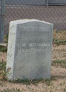 Grave of J. W. Williams (1872-1947), son of John and Manda.