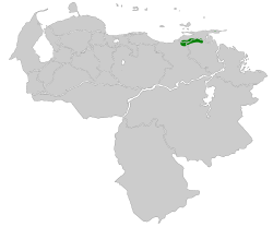 Distribución geográfica del mosquerito de Paria.