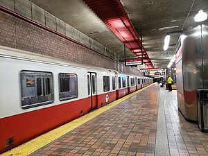 Red Line train entering Alewife station in November 2019