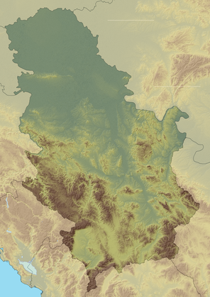 Зворницьке озеро. Карта розташування: Сербія
