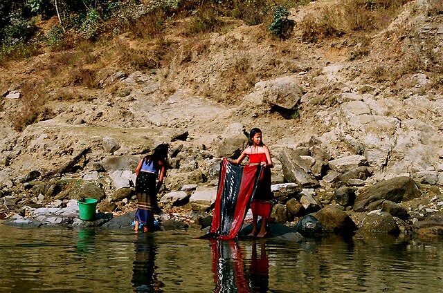 Marma bathers in Sangu River, 2006
