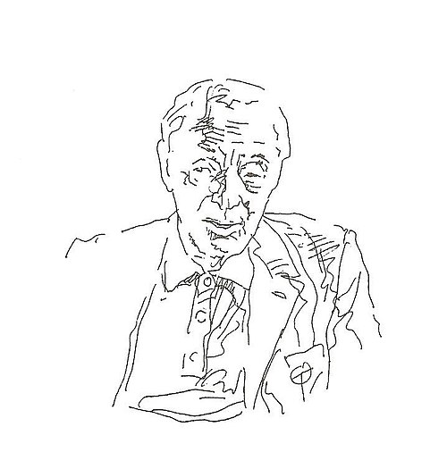 Saul Bellow — Drawing by Zoran Tucić, 1999