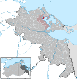 Läget för kommunen Sauzin i Landkreis Vorpommern-Greifswald