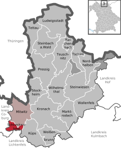 Poziția Schneckenlohe pe harta districtului Kronach