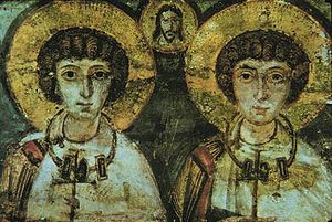 Saints Sergius and Bacchus. 7th Century icon. ...