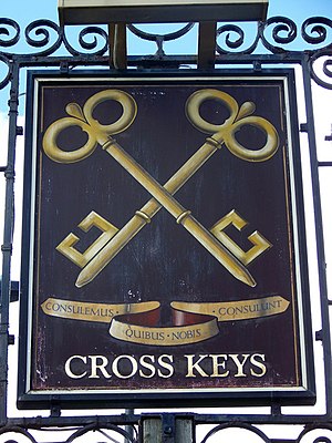 English: Sign for the Cross Keys A common sign...