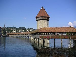 Kapellbrücke in Lucerne, Switzerland.