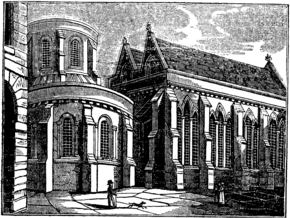 An 1827 woodcut of The Temple Church Templechurch bw.png