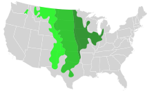 Approximate regional types of prairie in the United States
.mw-parser-output .legend{page-break-inside:avoid;break-inside:avoid-column}.mw-parser-output .legend-color{display:inline-block;min-width:1.25em;height:1.25em;line-height:1.25;margin:1px 0;text-align:center;border:1px solid black;background-color:transparent;color:black}.mw-parser-output .legend-text{}
Shortgrass prairie
Mixed grass prairie
Tallgrass prairie United States Prairies.svg