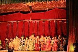 Yoke thé puppets, depicting royal patronage, from Myanmar