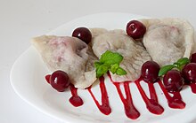 Ukrainian varenyky filled with sour cherry Vareniki s vishnei.jpg