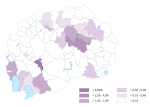 Розселення арумунів по муніципалітетах Північної Македонії, 2002 рік