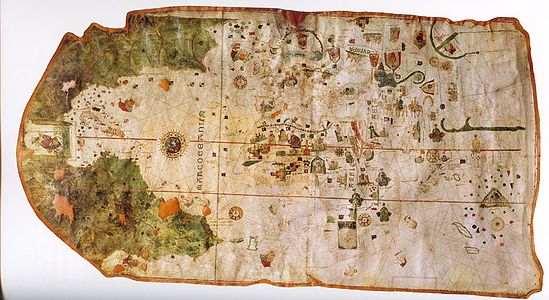 El Mapa de Juan de la Cosa (1500), la carta nàutica més antiga en la qual està representada Amèrica de Sud, s'ha confeccionat després del descobriment del Brasil pel mariner càntabre.[4]