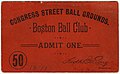 Congress Street Grounds pass, 1891