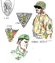 Uniforms of the Foreign Legion paratroopers during the First Indochina War.