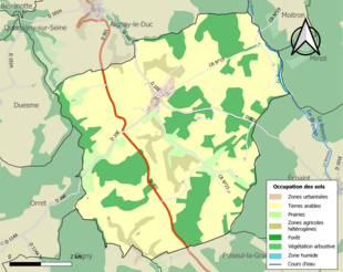 Carte en couleurs présentant l'occupation des sols.