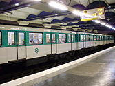 MF 67 rolling stock on Line 10 at Avenue Émile Zola