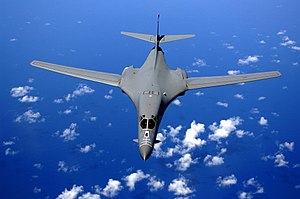 Soaring OVER THE PACIFIC OCEAN -- A B-1B Lance...
