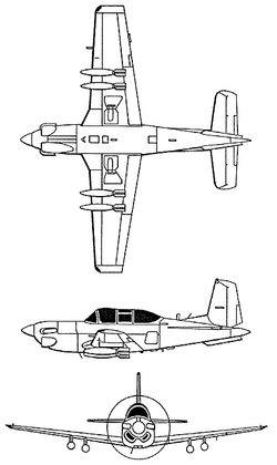 三面図（T-34C）