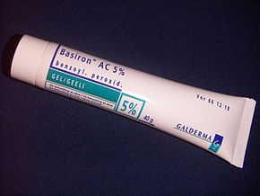 A tube of benzoyl peroxide gel