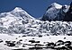 Castor (links) und Pollux (rechts) vom Grenzgletscher aus gesehen