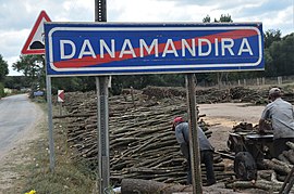 Place name sign at city limit of Danamandıra