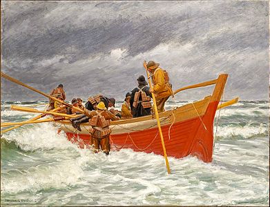 Giwasa kerafa witka va bira moolapisa (Den røde redningsbåd sejler ud, 1920)