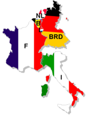 Grafik der Länder Frankreich, Westdeutschland, Niederlande, Belgien, Luxemburg und Italien.