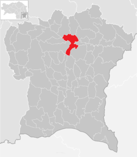 Poloha obce Gniebing-Weißenbach v okrese Südoststeiermark (klikacia mapa)