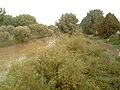 Ihme im Flutgraben in Hannover, Hochwasser der Leine führend, rechts im Bild der überflutete Leine-Heide-Radweg