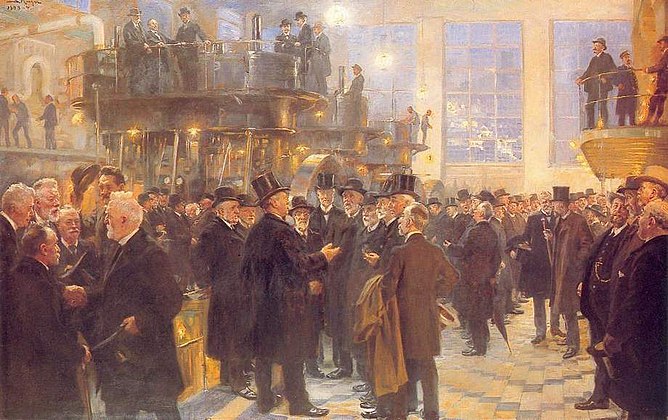 P.S. Krøyer, Industriens Mænd, 1903-04. 115 x 185 cm. Det Nationalhistoriske Museum på Frederiksborg.