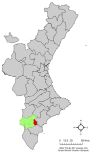 Localização do município de Monforte del Cid na Comunidade Valenciana