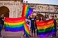 Drapeaux arc-en-ciel à Carthagène des Indes en Colombie en 2019.