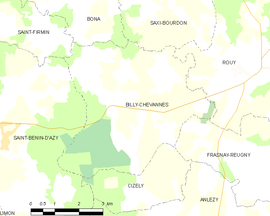 Mapa obce Billy-Chevannes