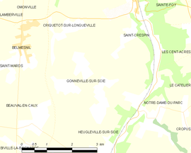 Mapa obce Gonneville-sur-Scie