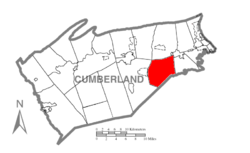 Map of Cumberland County, Pennsylvania highlighting Monroe Township