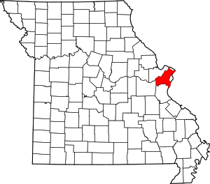 Карта штата Миссури с выделением округа Сент-Луис