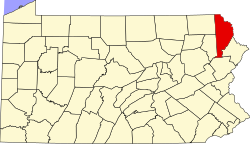 Map of Pennsylvania highlighting Wayne County.svg