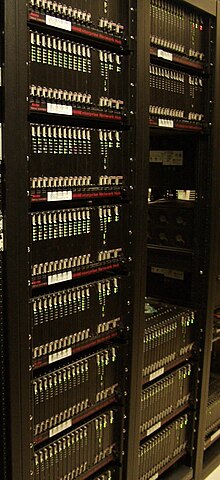 Banks of modems used by an ISP to provide dial-up internet service Modem-bank-1.jpg