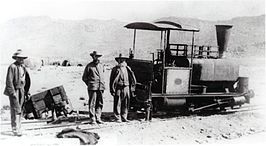 Ontspoorde locomotief Pioneer buiten O'okiep na aanval van een Boerencommando op de stad, gestart van uit Concordia op 1 mei 1902[2]