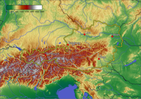 A topographic map of Austria showing cities with over 100,000 inhabitants Oesterreich topo.png