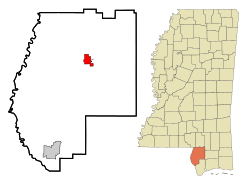 Location of Poplarville, Mississippi