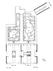 Plan d'architecte, d'étage de la résidence Vincennes, deux bâtiments avec jardins à l'arrière