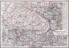 Mapo de la provinco Vestfalio en 1905