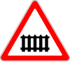 Level crossing ahead, with gates